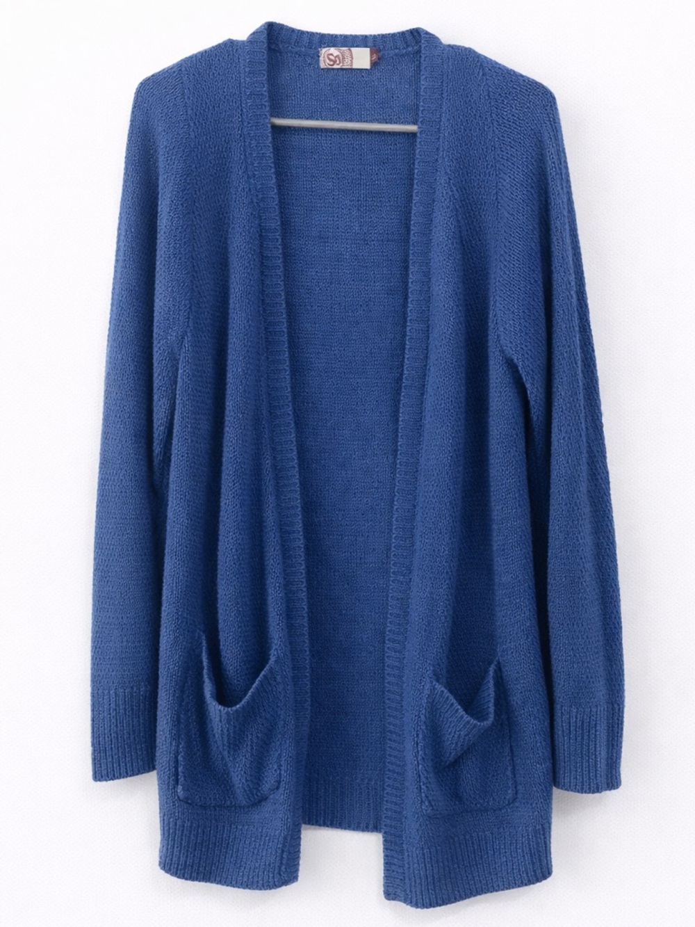 SO Knit Open Front Cardigan Size S Blue
